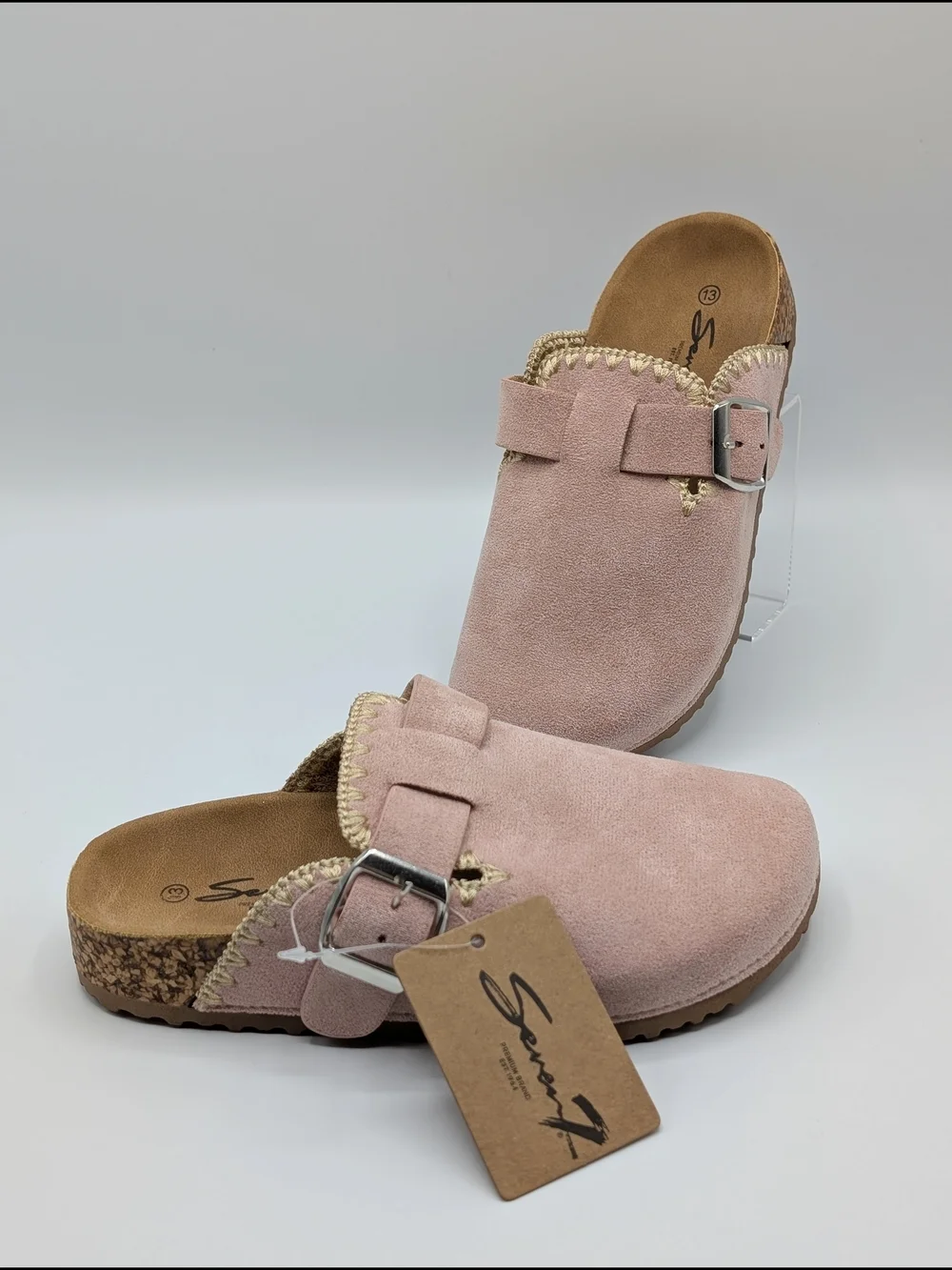 Seven7 Blush Pink Suede Slip-On Clog with Adjustable Buckle Girl's 13